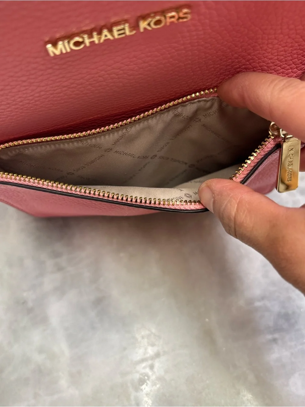 Michael Kors Jet Set Mini Backpack Pink Pebbled Saffino Leather Gold Hardware
